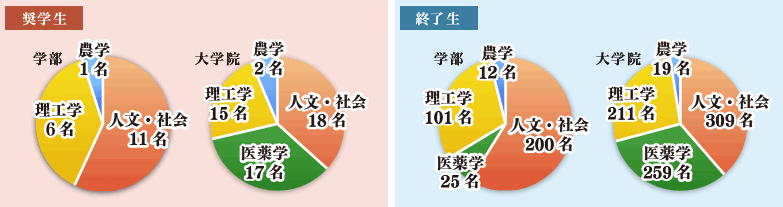 大学での専攻分野グラフ